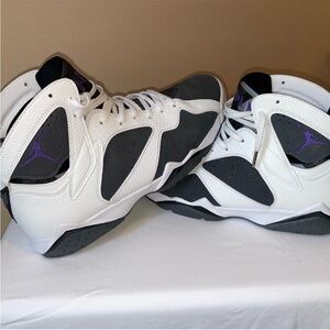Air Jordan 7 Retro White and Purple Sneakers